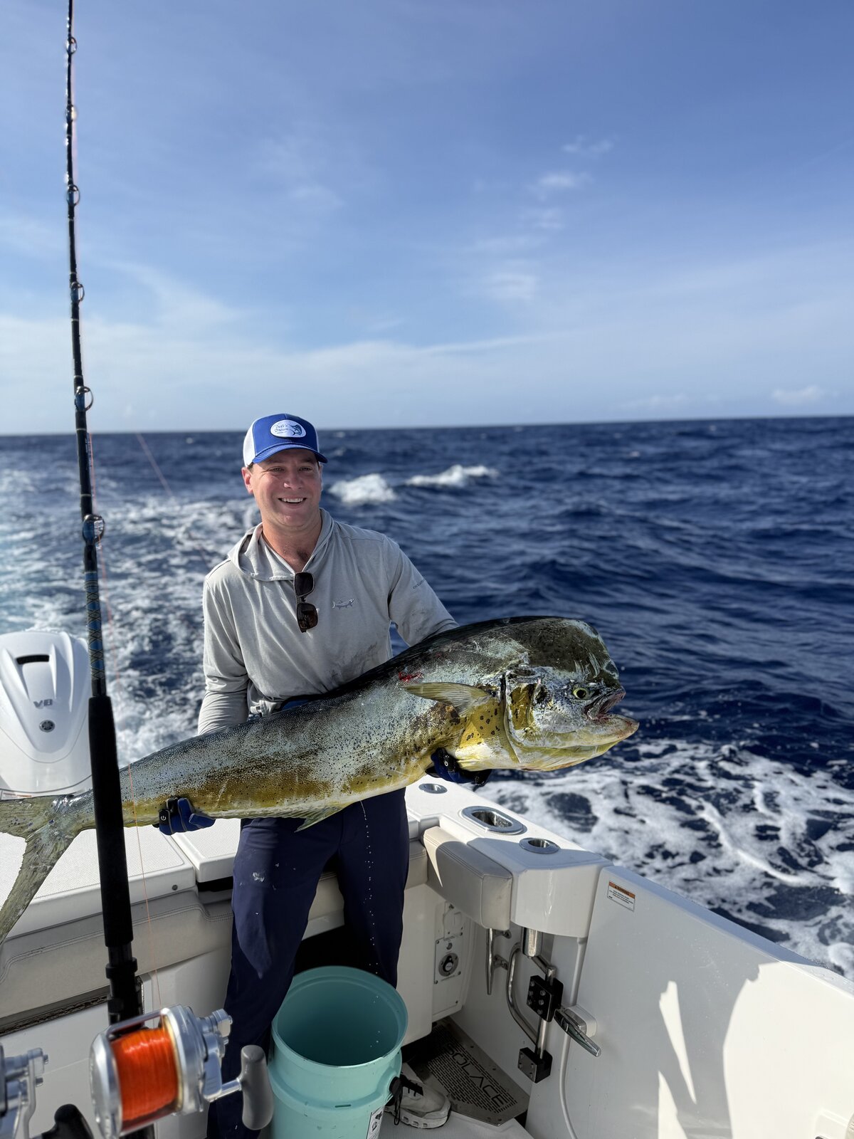 Nick with a 48 lb mahi caught at North Bar